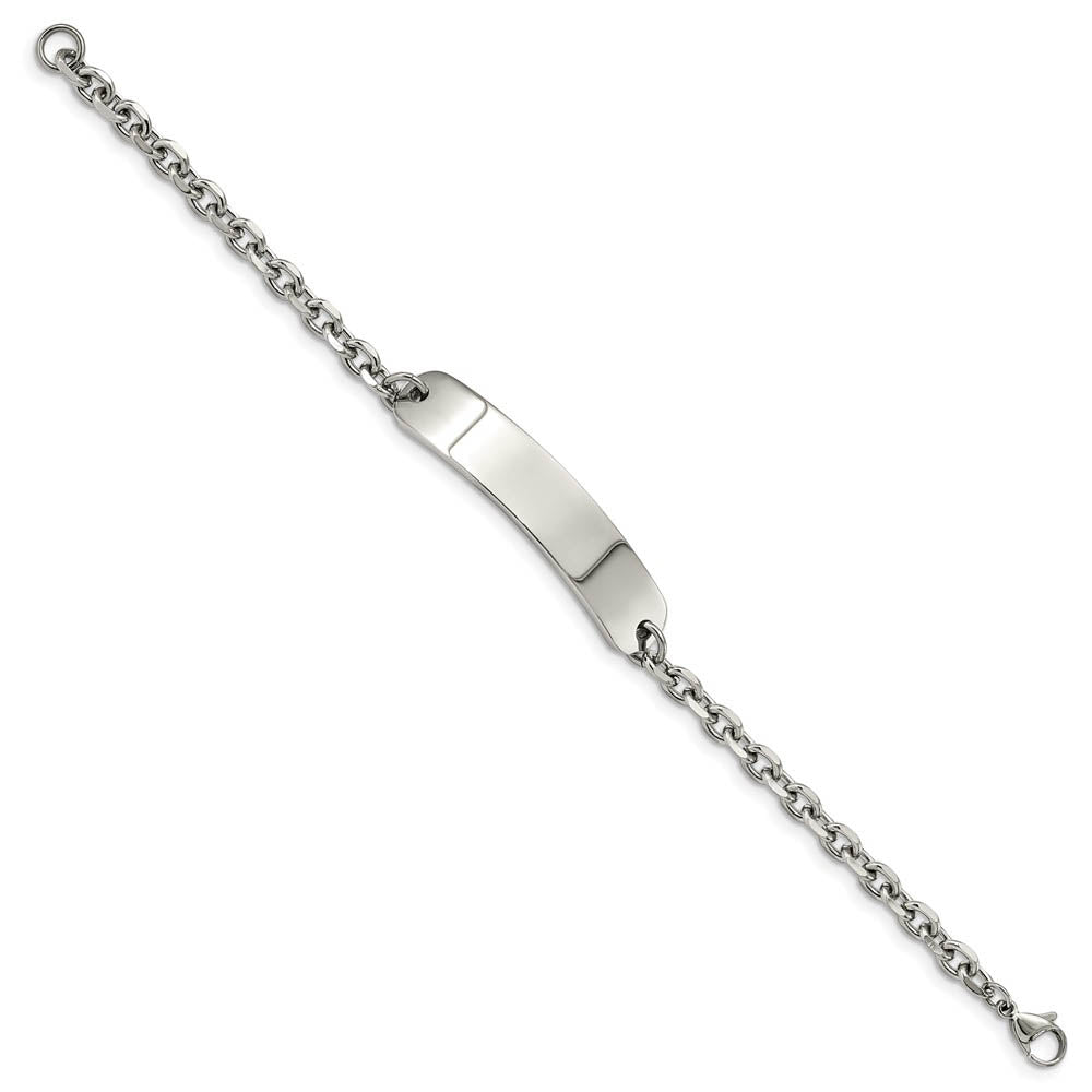 Alternate view of the Women's Stainless Steel Cable Link I.D. Bracelet, 8 Inch by The Black Bow Jewelry Co.