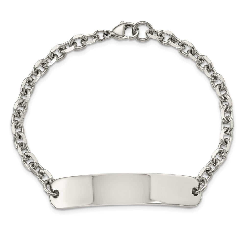 Alternate view of the Women's Stainless Steel Cable Link I.D. Bracelet, 8 Inch by The Black Bow Jewelry Co.