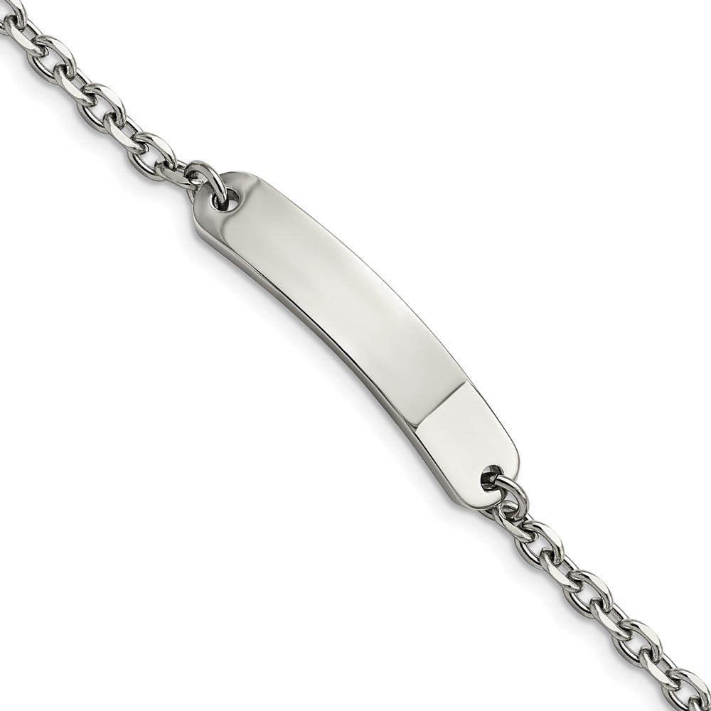 Women's Stainless Steel Cable Link I.D. Bracelet, 7 Inch, Item B18837 by The Black Bow Jewelry Co.