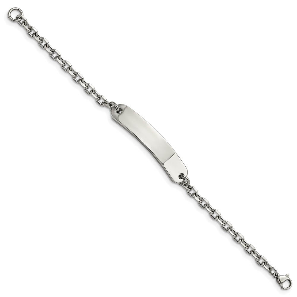 Alternate view of the Women's Stainless Steel Cable Link I.D. Bracelet, 7 Inch by The Black Bow Jewelry Co.