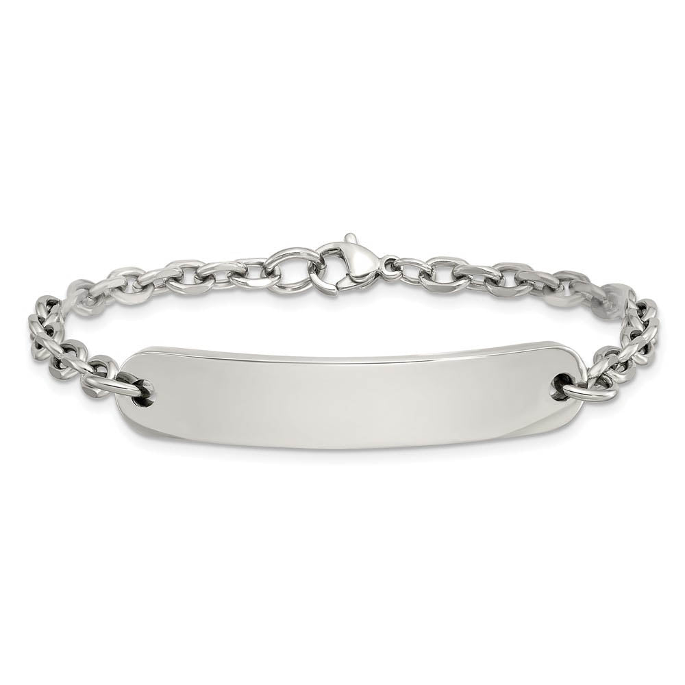 Alternate view of the Women's Stainless Steel Cable Link I.D. Bracelet, 7 Inch by The Black Bow Jewelry Co.