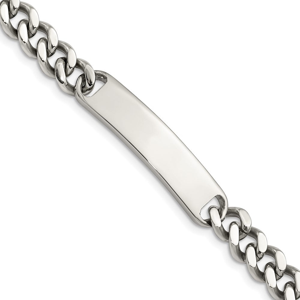 9mm Stainless Steel Curb Link I.D. Bracelet, 8.5 Inch, Item B18838 by The Black Bow Jewelry Co.