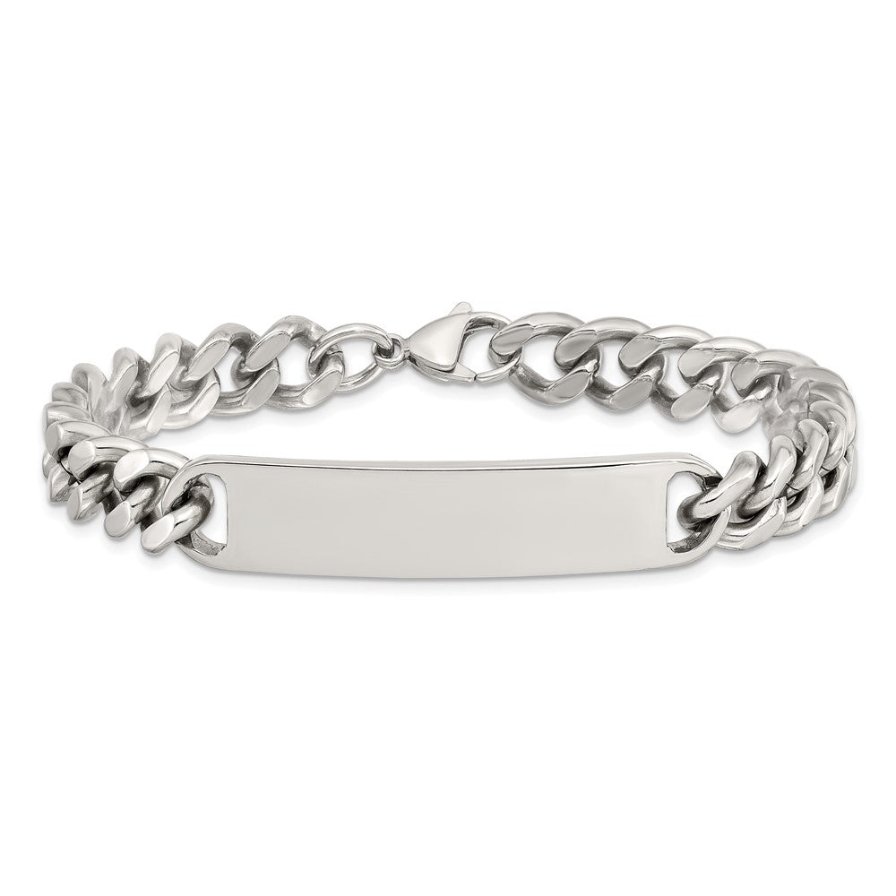 Alternate view of the 9mm Stainless Steel Curb Link I.D. Bracelet, 8.5 Inch by The Black Bow Jewelry Co.