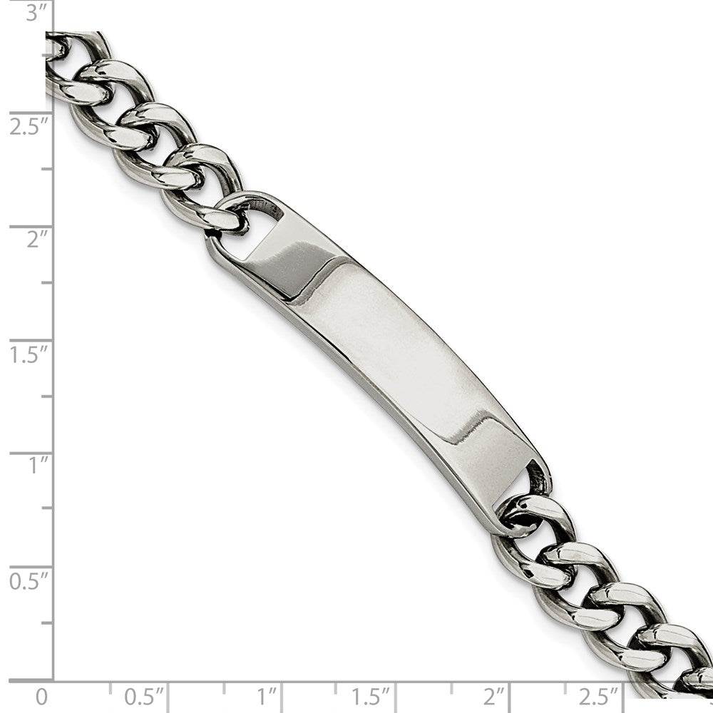Alternate view of the 9mm Stainless Steel Curb Link I.D. Bracelet, 8.5 Inch by The Black Bow Jewelry Co.