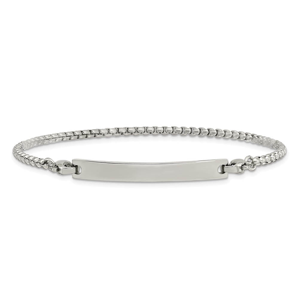 Alternate view of the Ladies Stainless Steel Removeable I.D. Round Box Link Bracelet, 8.5 In by The Black Bow Jewelry Co.