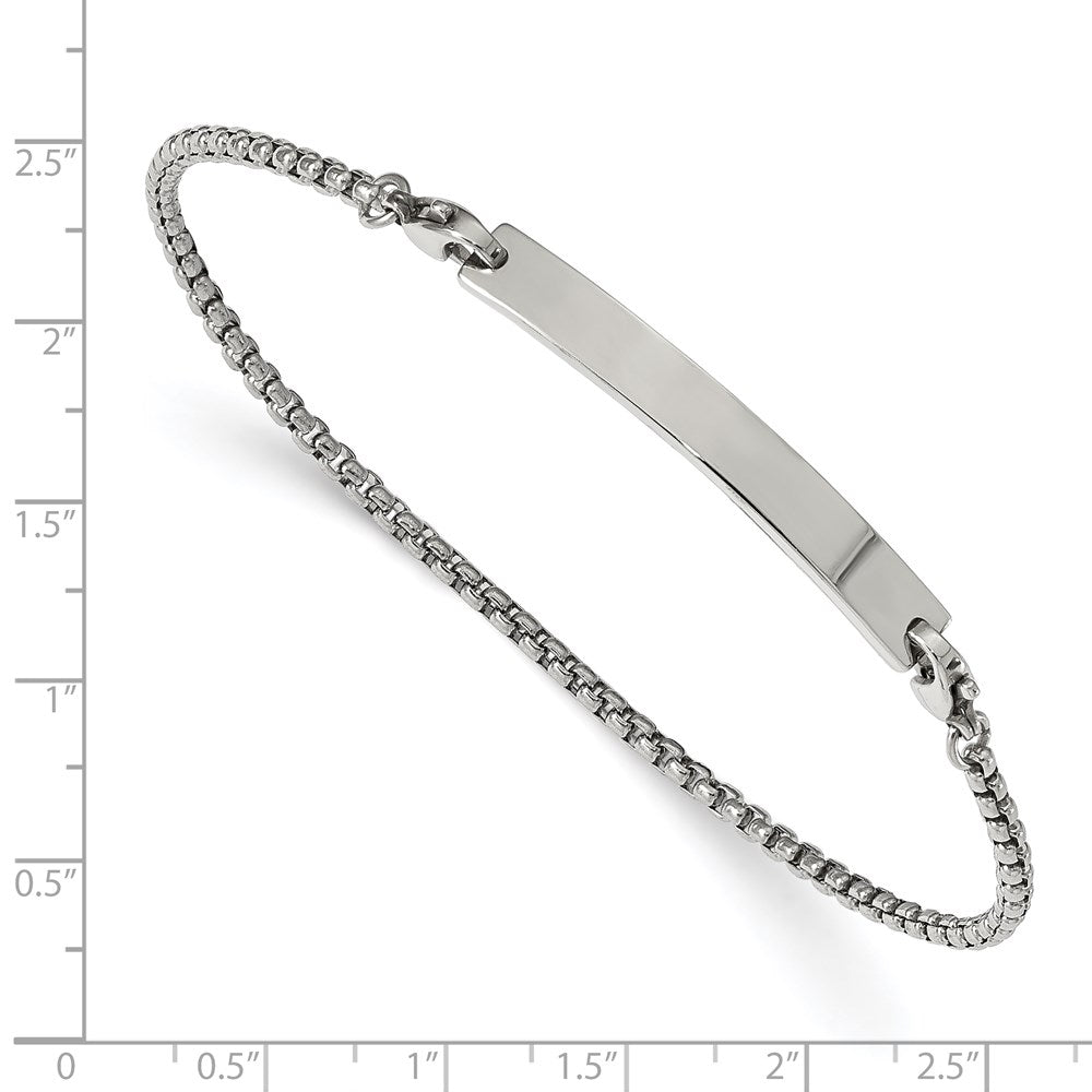 Alternate view of the Ladies Stainless Steel Removeable I.D. Round Box Link Bracelet, 8.5 In by The Black Bow Jewelry Co.