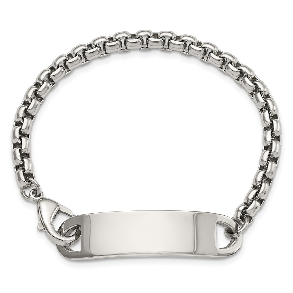 Alternate view of the Men&#39;s Stainless Steel Rounded Box Link I.D. Bracelet, 8.75 Inch by The Black Bow Jewelry Co.