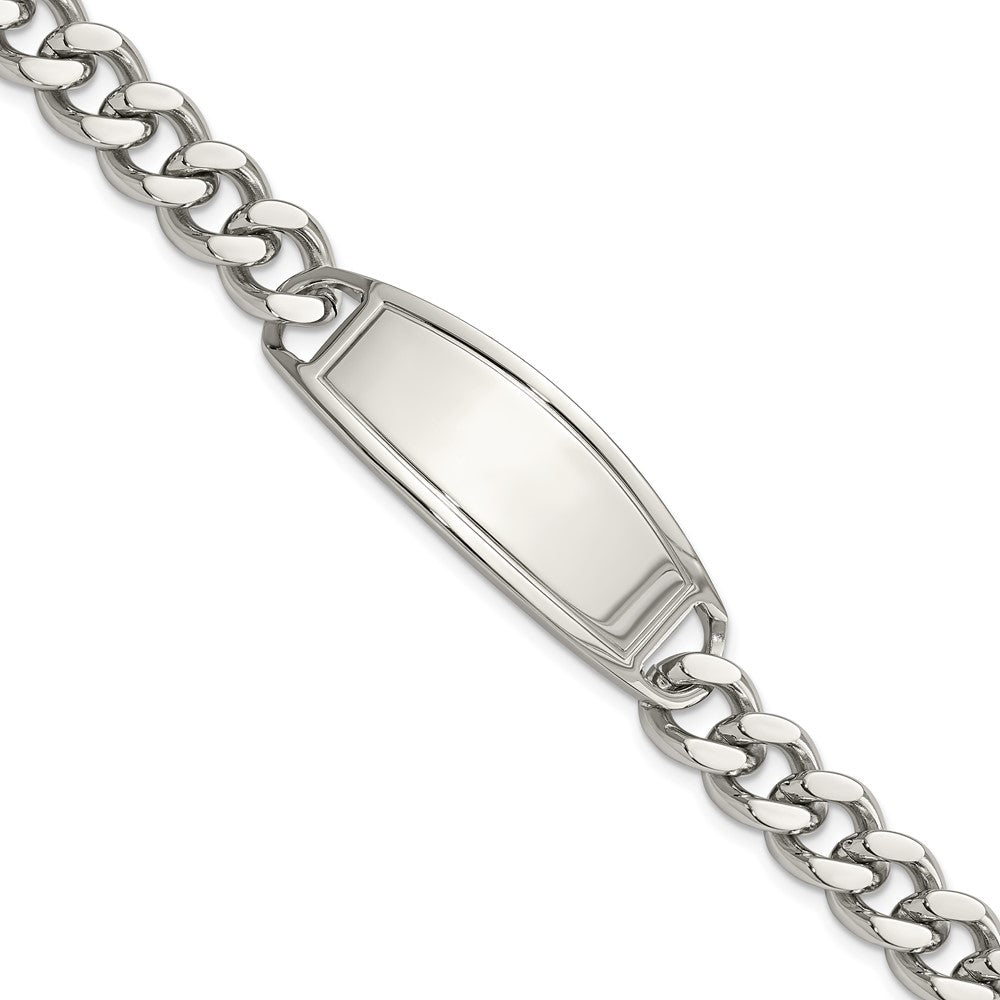 Men&#39;s Stainless Steel Curb Link Grooved I.D. Bracelet, 8.5 Inch, Item B18843 by The Black Bow Jewelry Co.