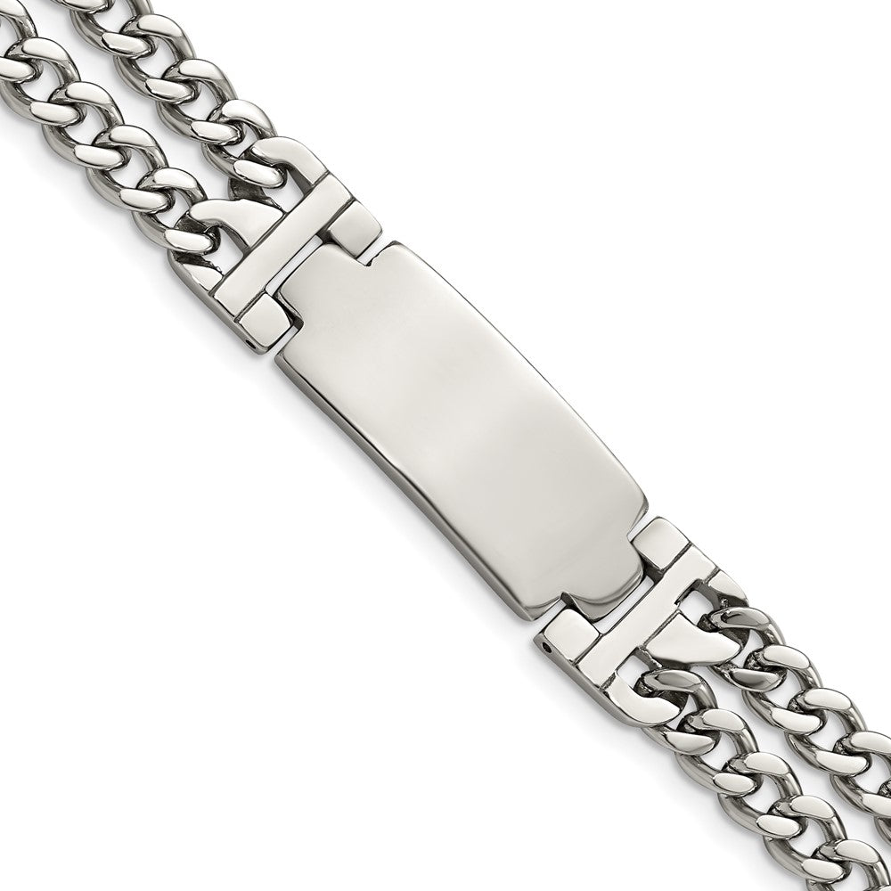 Men&#39;s Stainless Steel Adjustable Double Curb I.D. Bracelet, 8.25 Inch, Item B18844 by The Black Bow Jewelry Co.