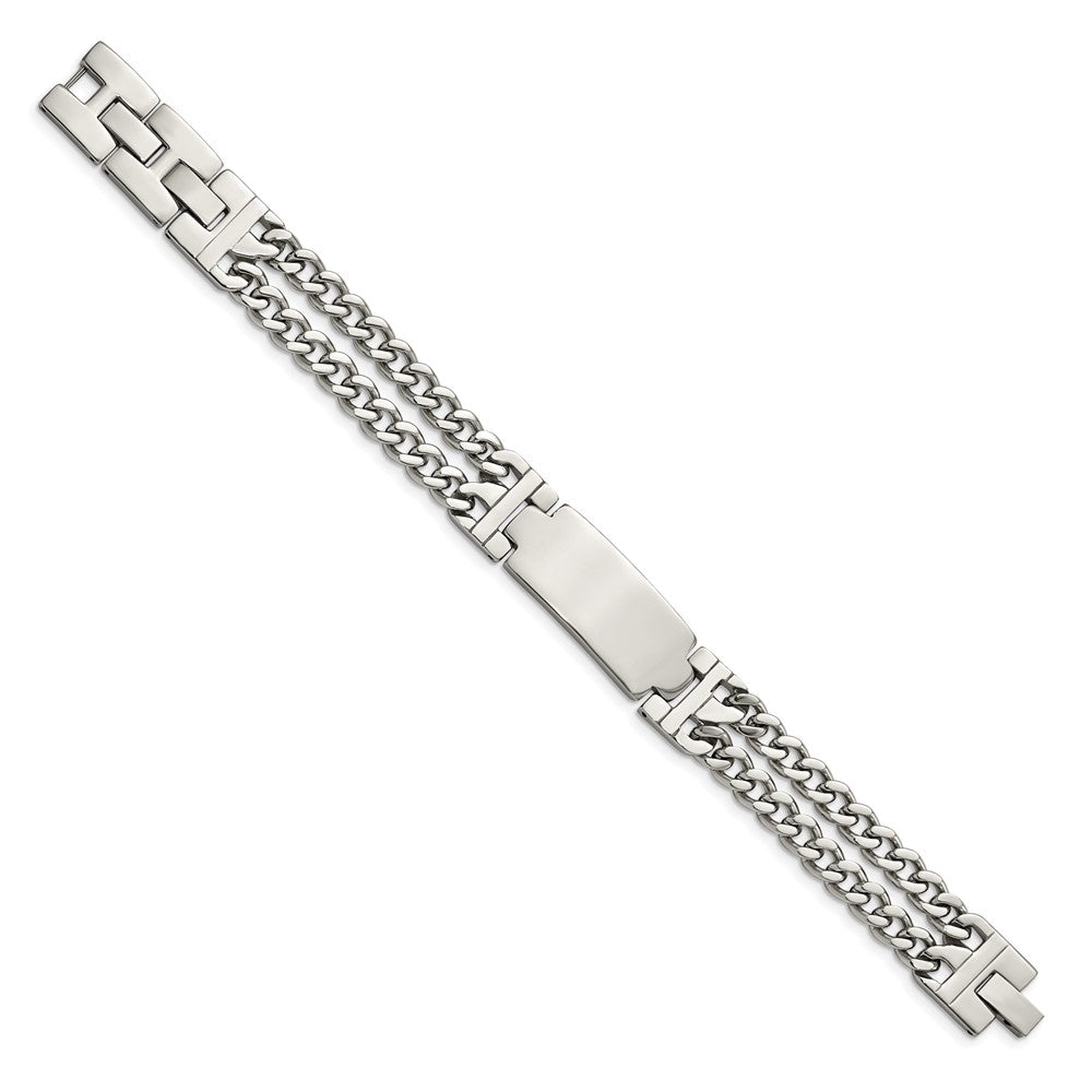 Alternate view of the Men&#39;s Stainless Steel Adjustable Double Curb I.D. Bracelet, 8.25 Inch by The Black Bow Jewelry Co.