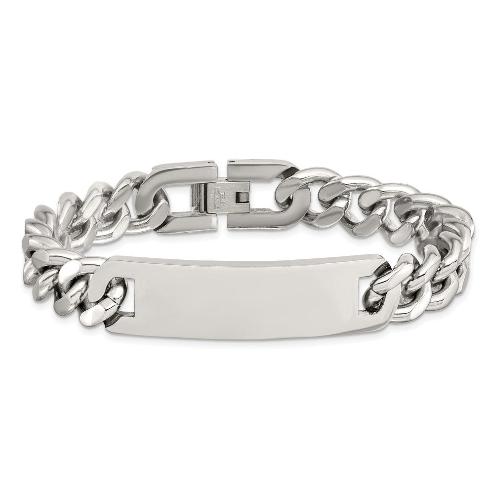 Alternate view of the Men&#39;s Stainless Steel 11mm Curb Link I.D. Bracelet, 7.75 Inch by The Black Bow Jewelry Co.