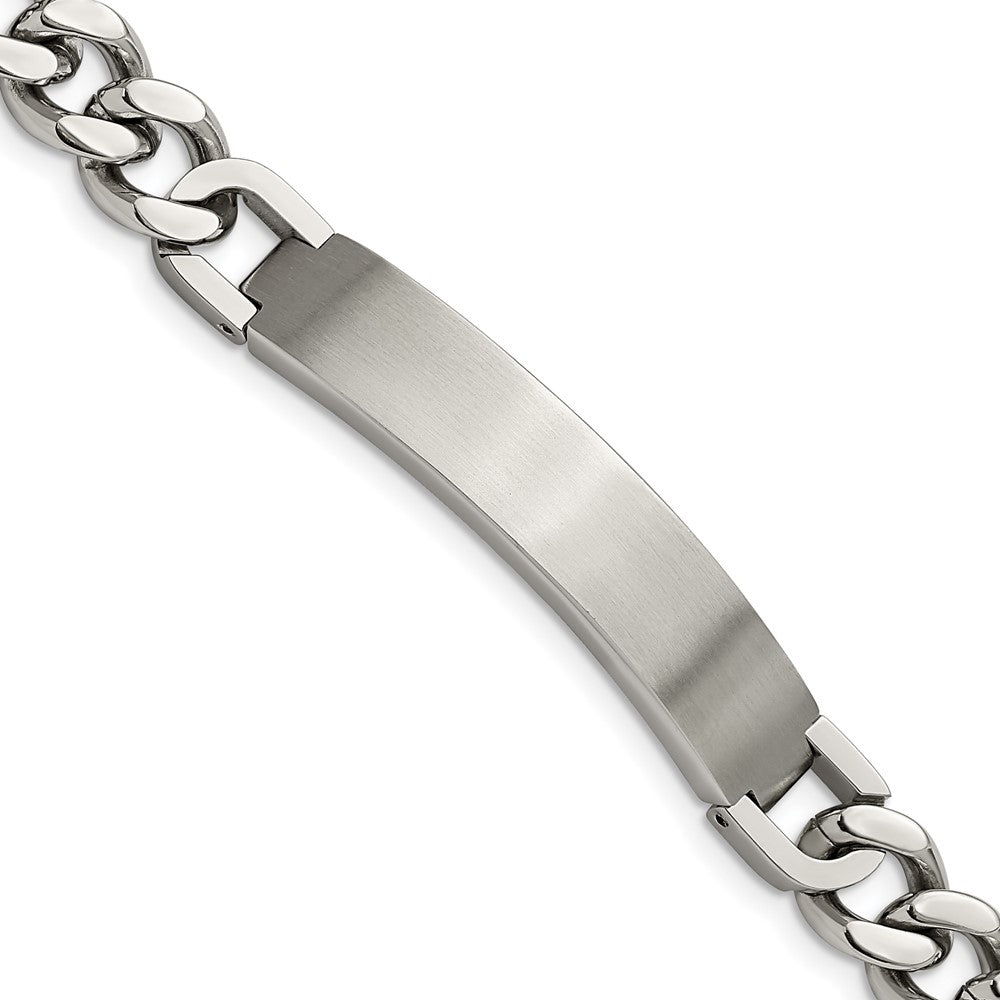 Men&#39;s Stainless Steel Adjustable Curb Link Brushed I.D. Bracelet, 9 In, Item B18846 by The Black Bow Jewelry Co.