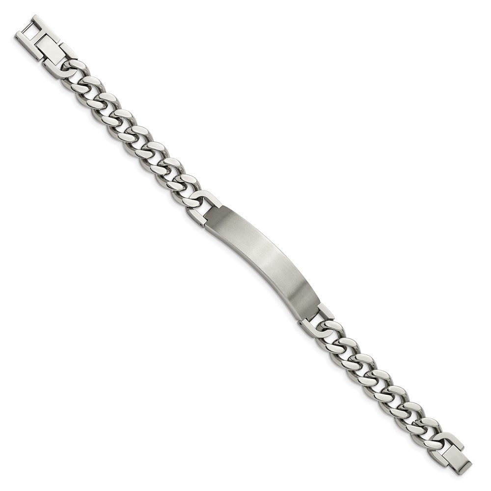 Alternate view of the Men&#39;s Stainless Steel Adjustable Curb Link Brushed I.D. Bracelet, 9 In by The Black Bow Jewelry Co.
