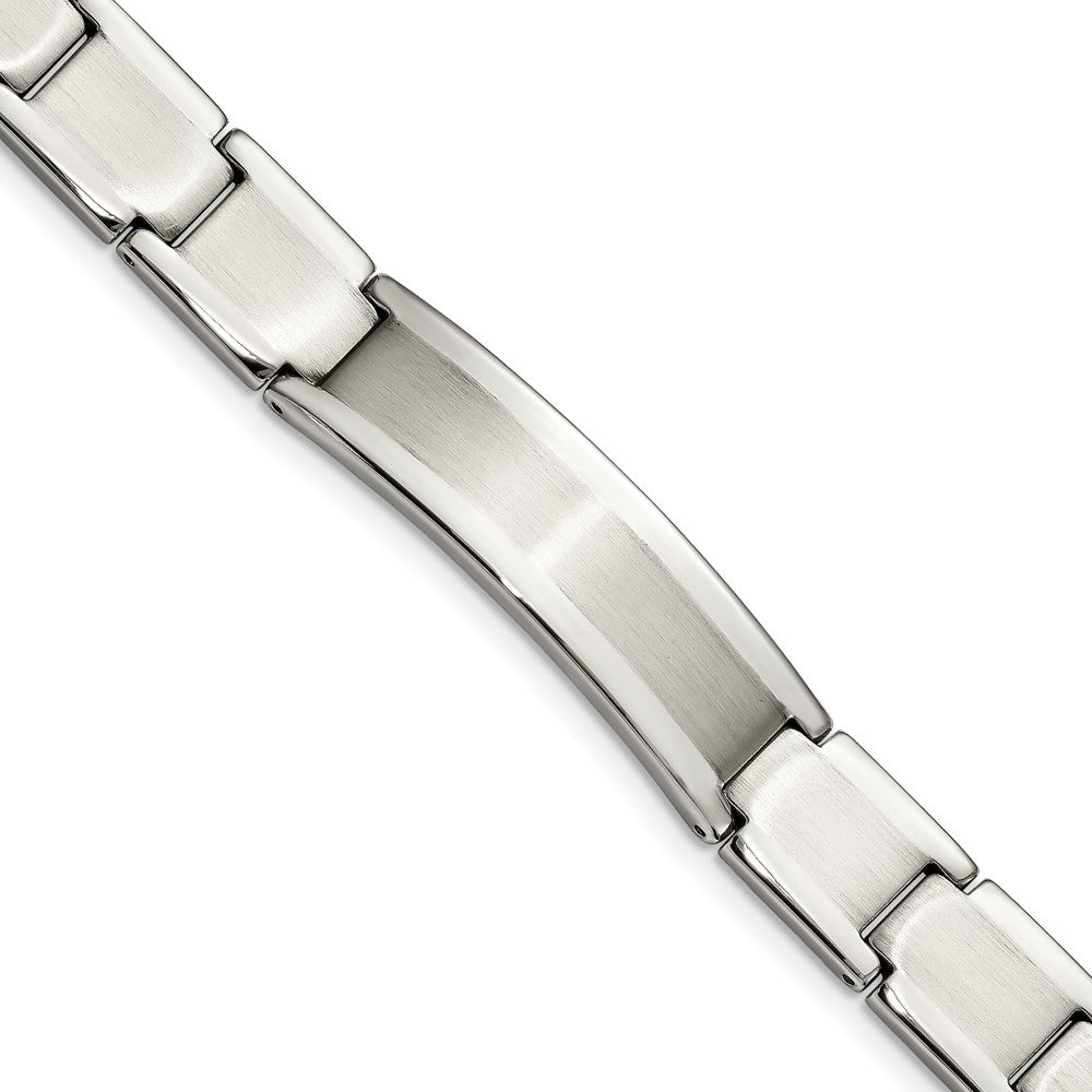 Mens 11.5mm Stainless Steel Brushed &amp; Polished I.D. Bracelet, 8.25 In, Item B18848 by The Black Bow Jewelry Co.