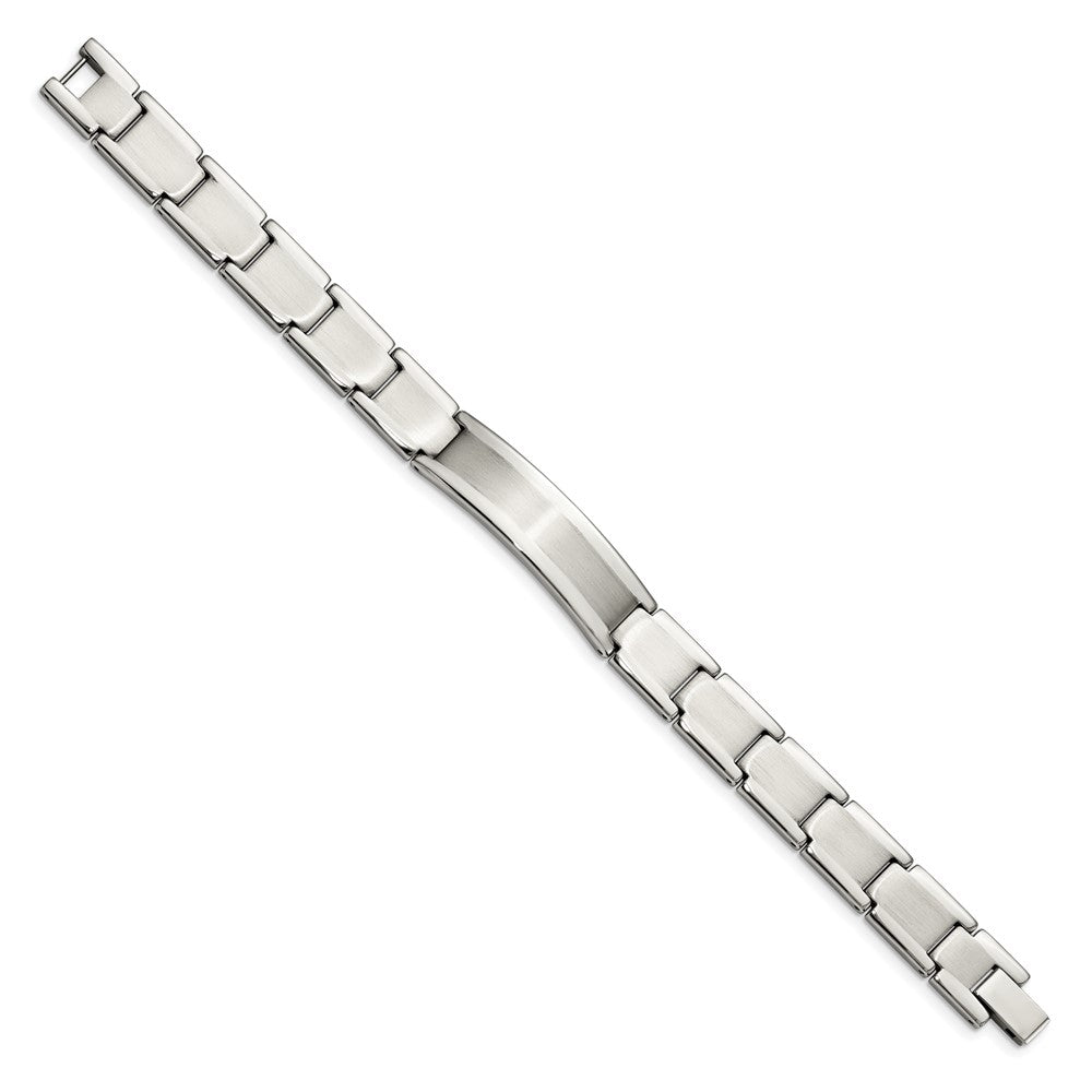 Alternate view of the Mens 11.5mm Stainless Steel Brushed &amp; Polished I.D. Bracelet, 8.25 In by The Black Bow Jewelry Co.