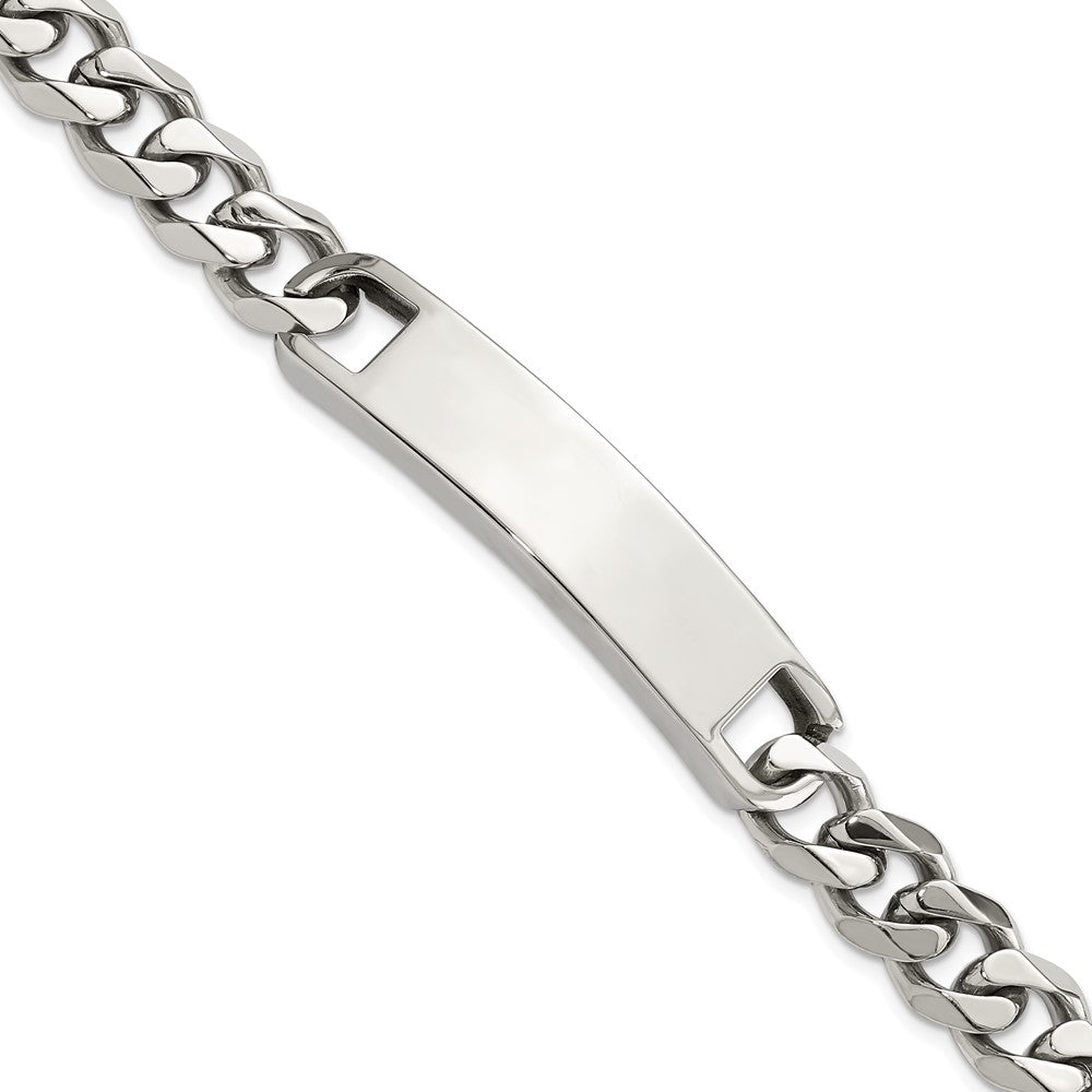 Men&#39;s Stainless Steel 10mm Polished Curb Link I.D. Bracelet, 8.5 Inch, Item B18850 by The Black Bow Jewelry Co.