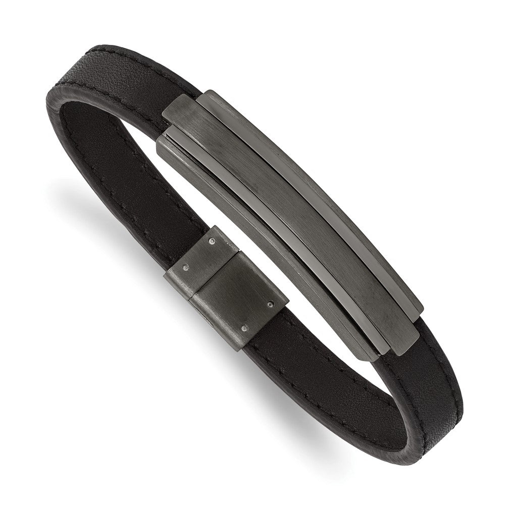Gunmetal Plated Stainless Steel &amp; Black Rubber I.D. Bracelet, 8.5 Inch, Item B18854 by The Black Bow Jewelry Co.