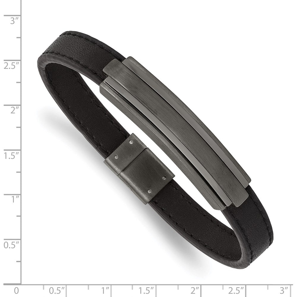 Alternate view of the Gunmetal Plated Stainless Steel &amp; Black Rubber I.D. Bracelet, 8.5 Inch by The Black Bow Jewelry Co.
