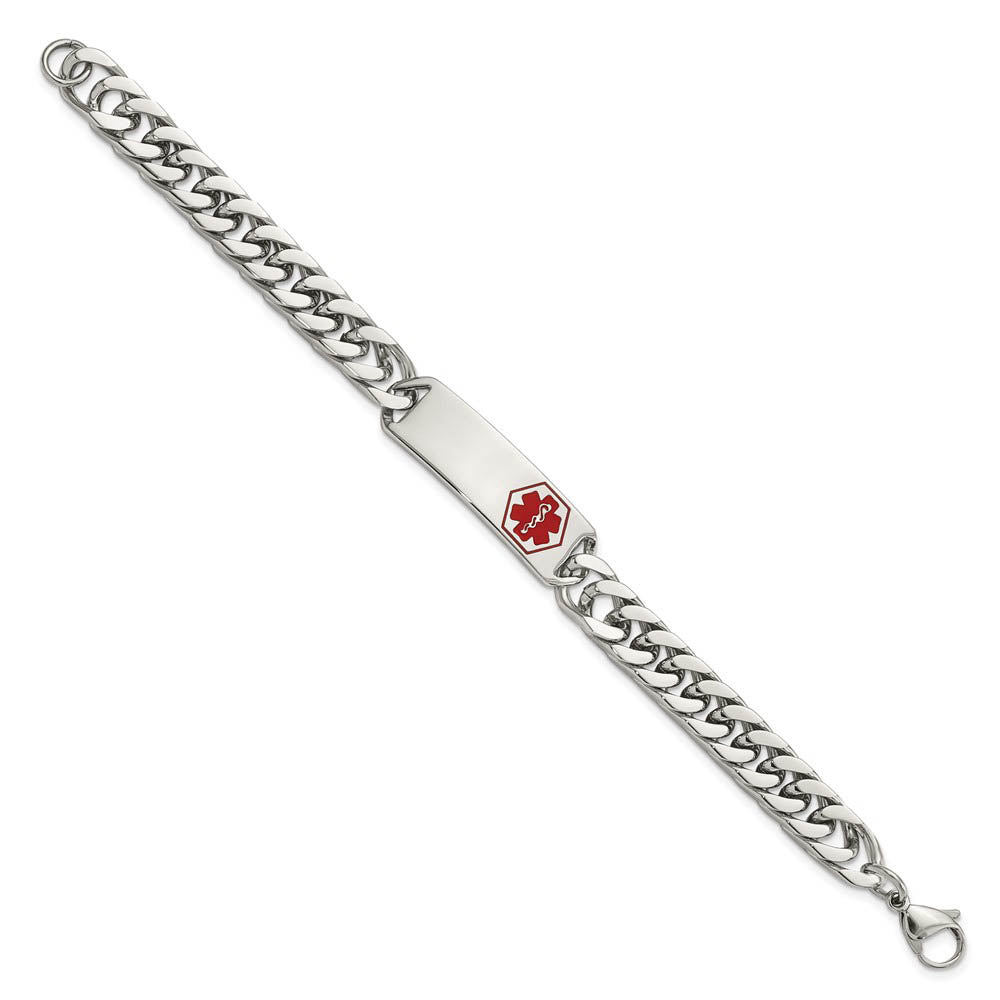 Alternate view of the Men's Stainless Steel Red Enamel Medical I.D. Rambo Bracelet, 8.5 Inch by The Black Bow Jewelry Co.