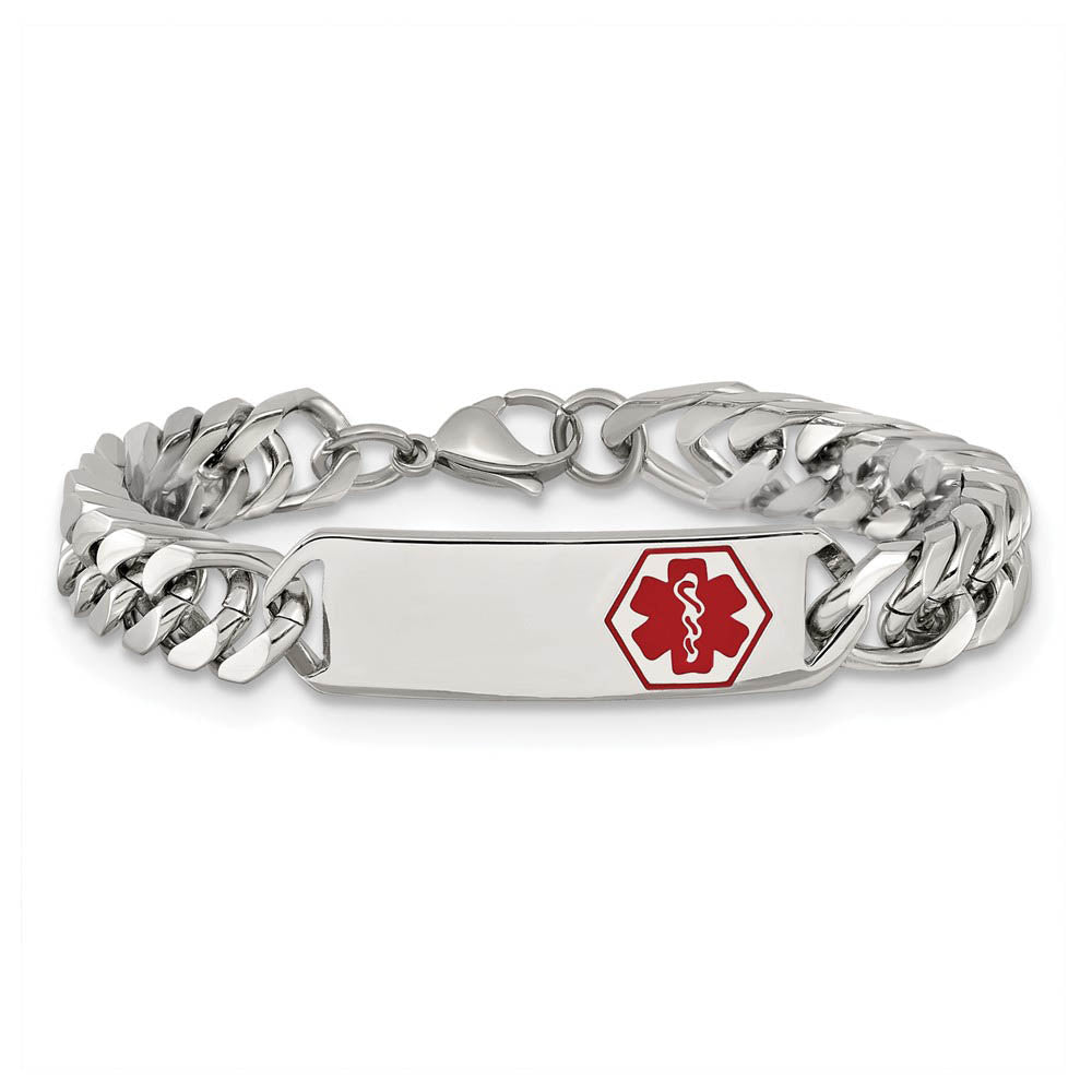 Alternate view of the Men's Stainless Steel Red Enamel Medical I.D. Rambo Bracelet, 8.5 Inch by The Black Bow Jewelry Co.
