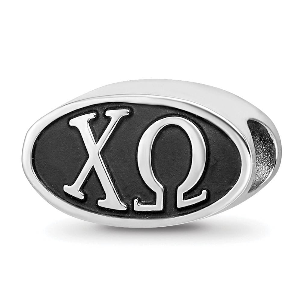 Sterling Silver & Enamel Chi Omega Sorority Oval Bead Charm 15.25mm, Item B19026 by The Black Bow Jewelry Co.