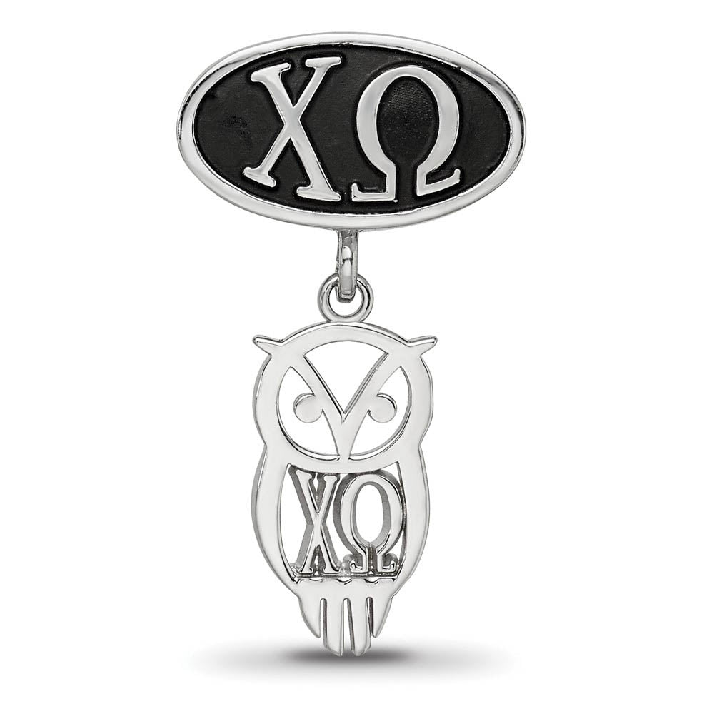 Alternate view of the Sterling Silver & Enamel Chi Omega Sorority Owl Dangle Bead Charm by The Black Bow Jewelry Co.