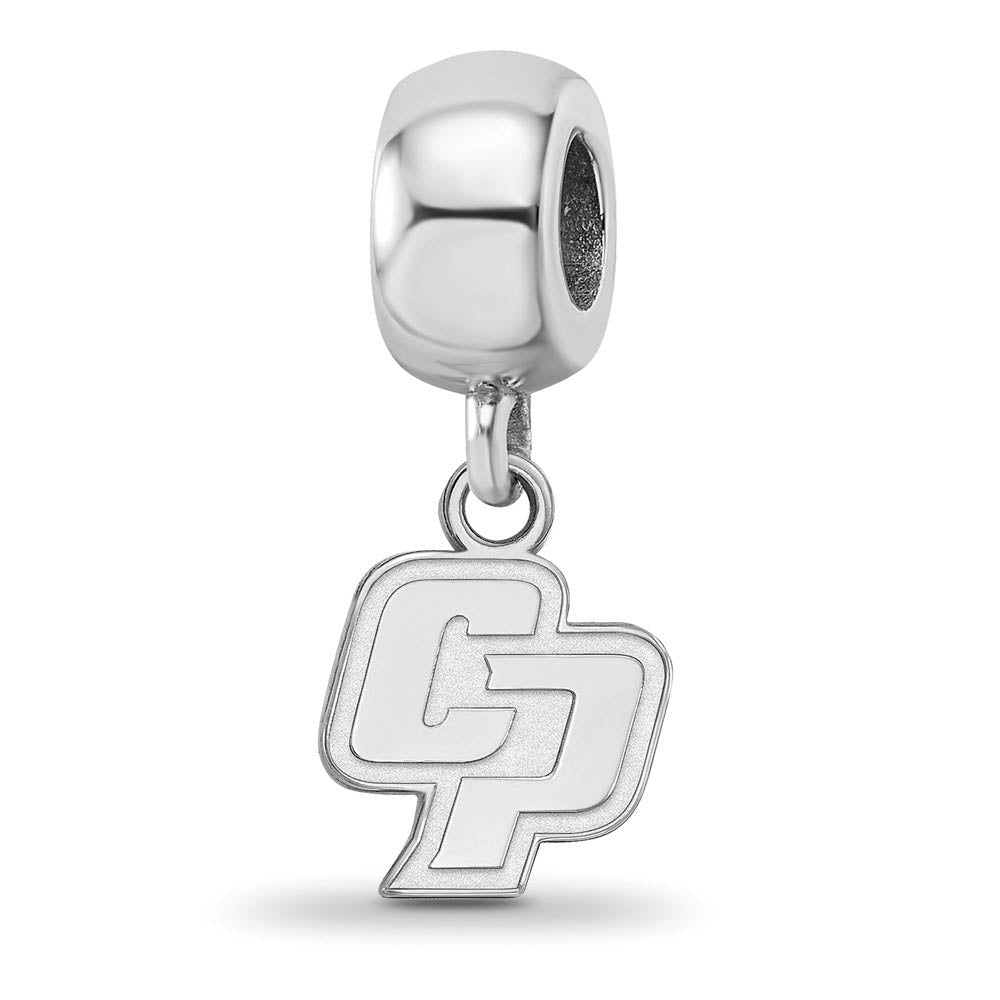 Sterling Silver Rhodium Plated California Poly State Dangle Bead Charm, Item B19028 by The Black Bow Jewelry Co.