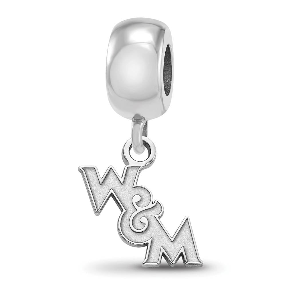 Sterling Silver Rhodium Plated William and Mary XS Dangle Bead Charm, Item B19030 by The Black Bow Jewelry Co.