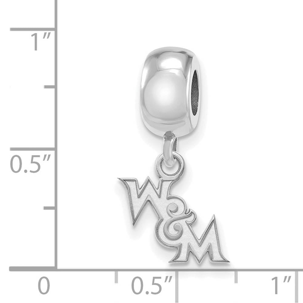 Alternate view of the Sterling Silver Rhodium Plated William and Mary XS Dangle Bead Charm by The Black Bow Jewelry Co.
