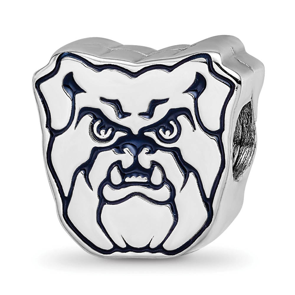 Sterling Silver Rhodium Plated Enamel Butler Univ. Bulldog Bead Charm, Item B19034 by The Black Bow Jewelry Co.
