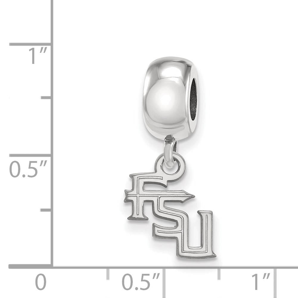 Alternate view of the Sterling Silver Rhodium Plated Florida State U. XS Dangle Bead Charm by The Black Bow Jewelry Co.