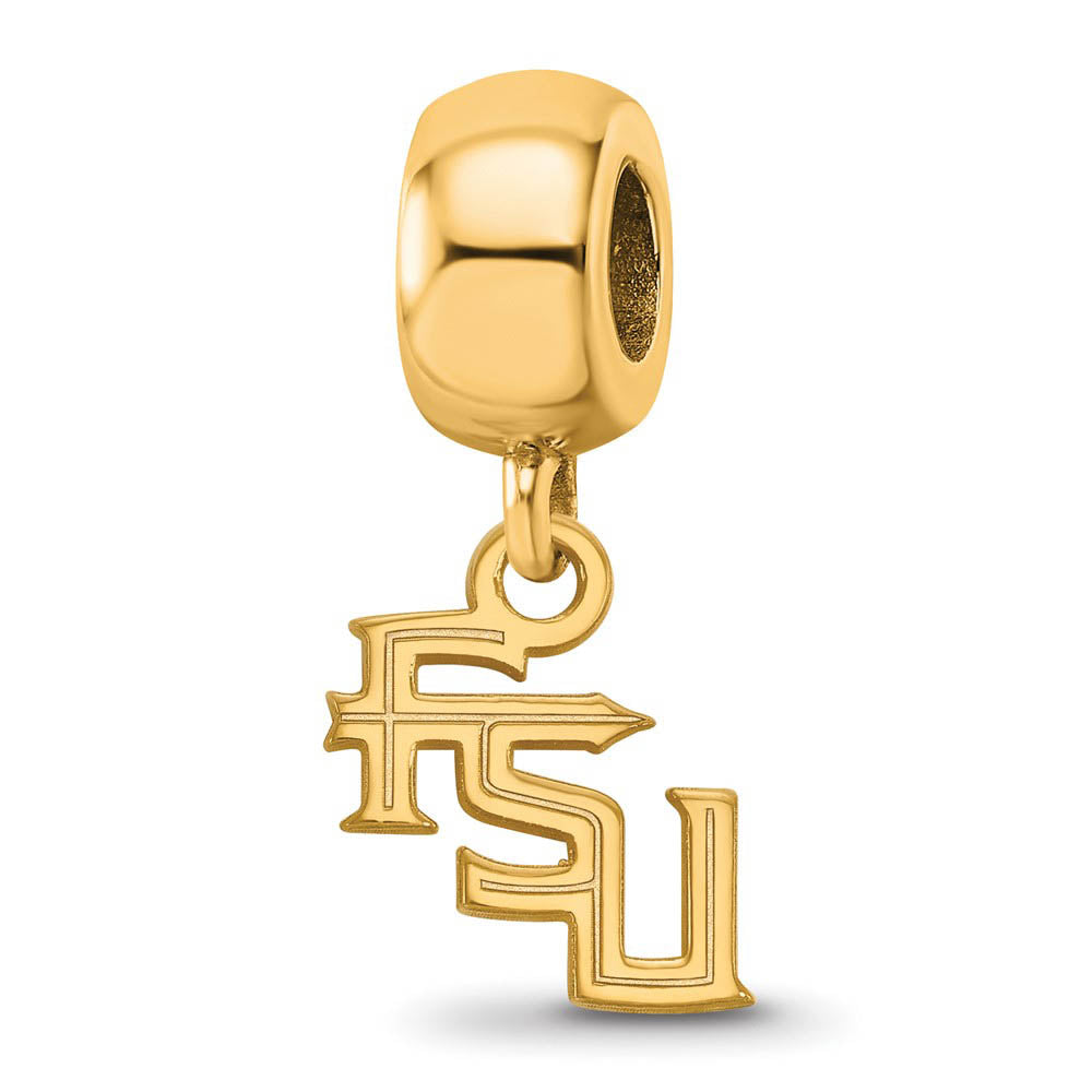 14K Yellow Gold Plated Sterling Silver Florida State U. XS Dangle Bead, Item B19036 by The Black Bow Jewelry Co.