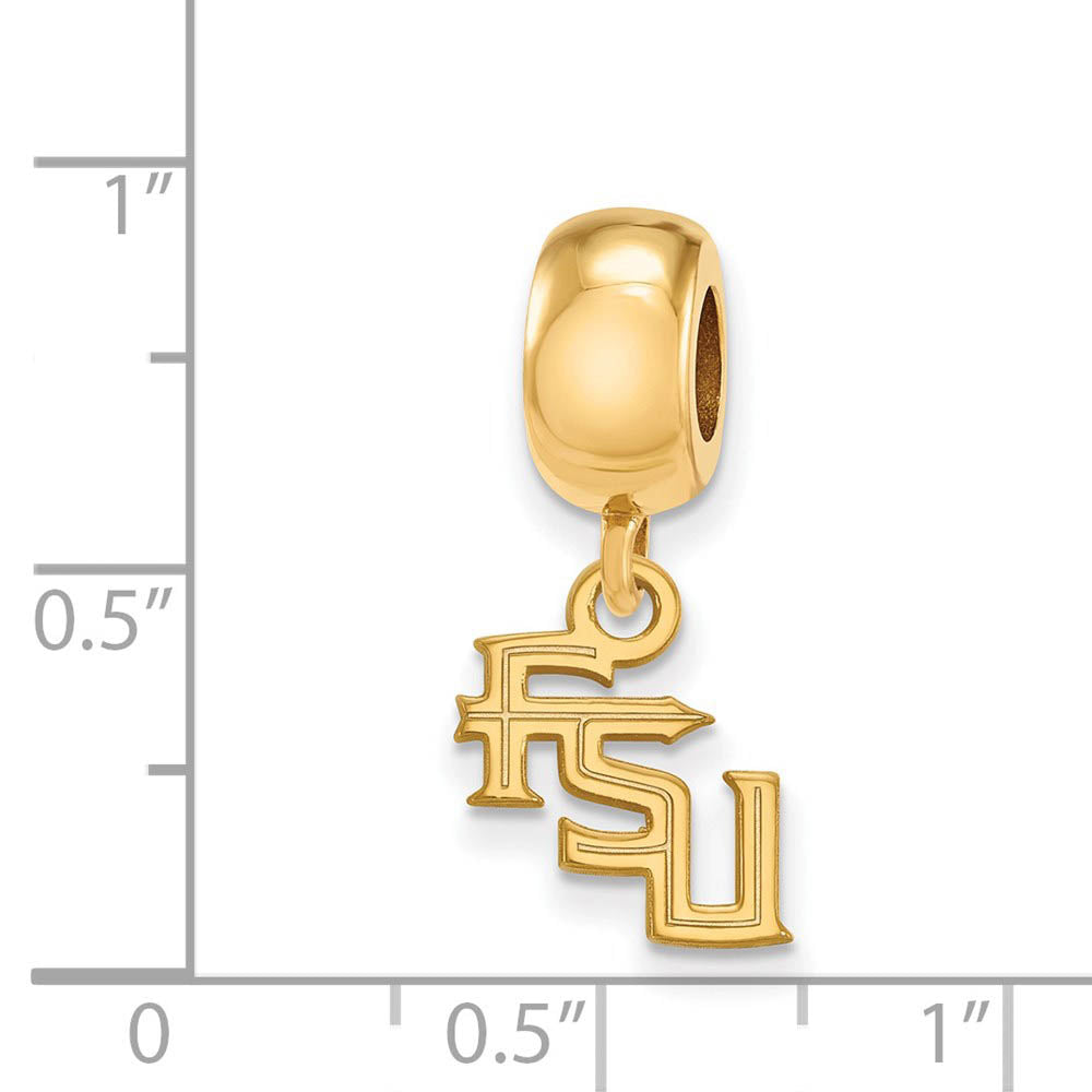 Alternate view of the 14K Yellow Gold Plated Sterling Silver Florida State U. XS Dangle Bead by The Black Bow Jewelry Co.