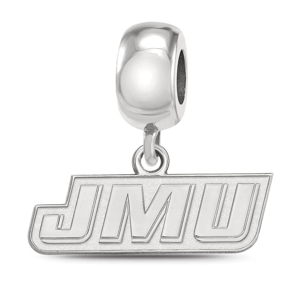Sterling Silver Rhodium Plated James Madison U. XS Dangle Bead Charm, Item B19037 by The Black Bow Jewelry Co.