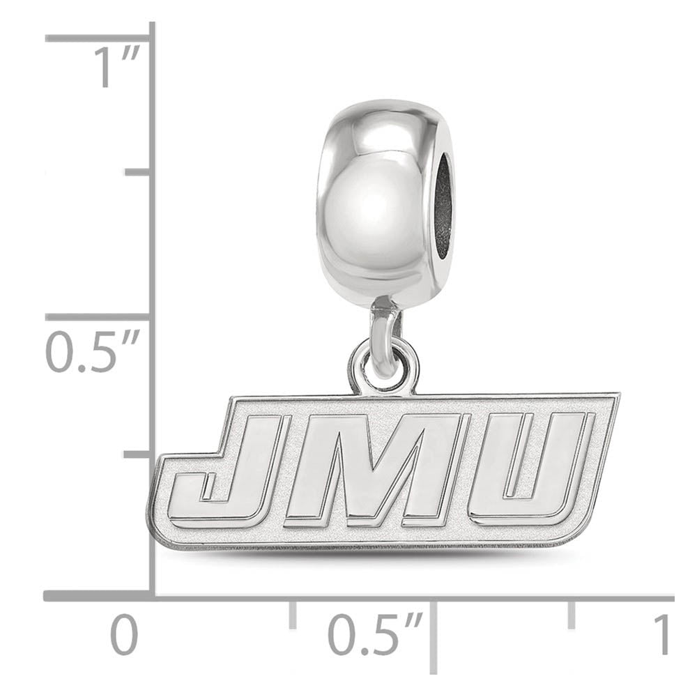 Alternate view of the Sterling Silver Rhodium Plated James Madison U. XS Dangle Bead Charm by The Black Bow Jewelry Co.