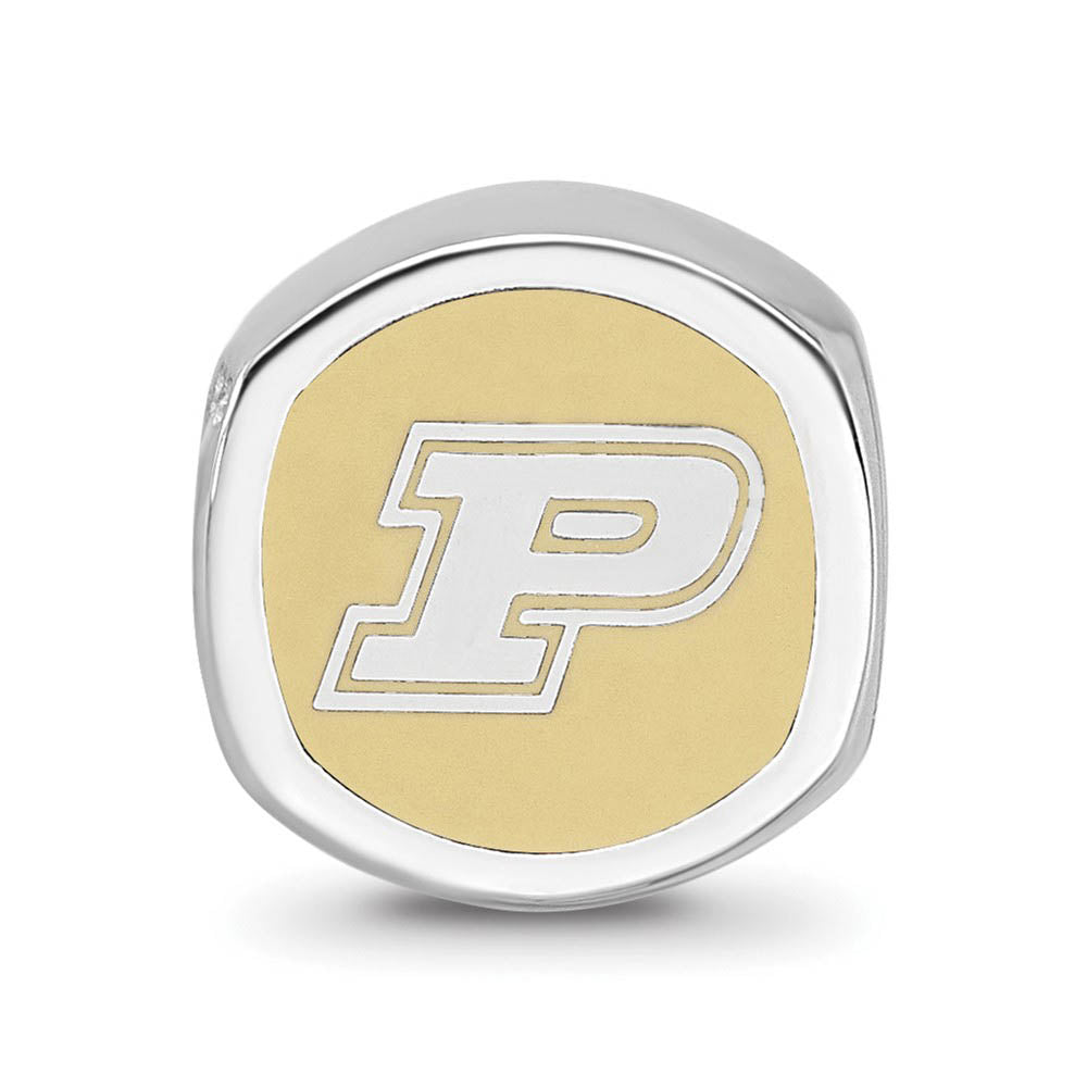 Alternate view of the Sterling Silver Rhodium Plated Purdue Univ. Enamel Cushion Bead Charm by The Black Bow Jewelry Co.