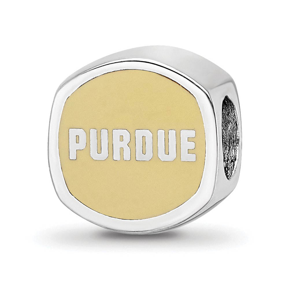 Alternate view of the Sterling Silver Rhodium Plated Purdue Univ. Enamel Cushion Bead Charm by The Black Bow Jewelry Co.