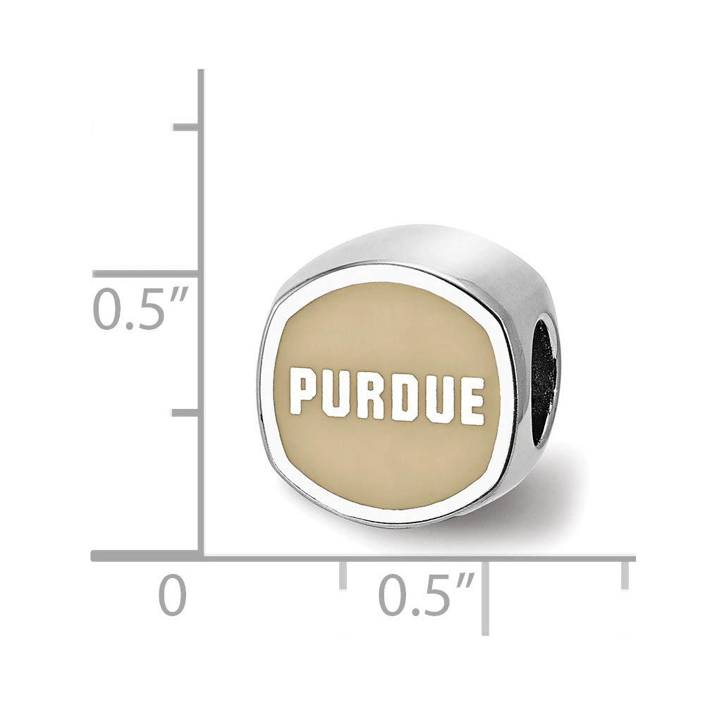 Alternate view of the Sterling Silver Rhodium Plated Purdue Univ. Enamel Cushion Bead Charm by The Black Bow Jewelry Co.
