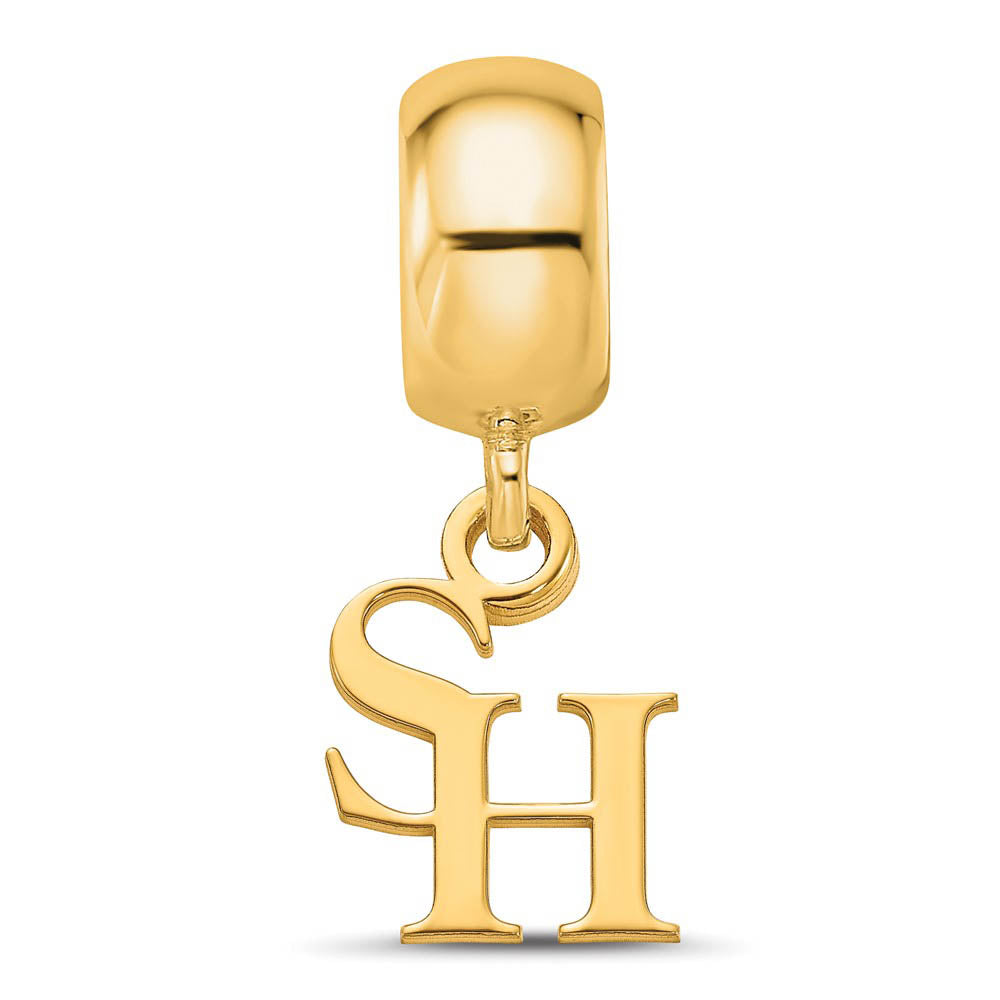 Alternate view of the 14K Gold Plated Sterling Silver Sam Houston State XS Dangle Bead Charm by The Black Bow Jewelry Co.