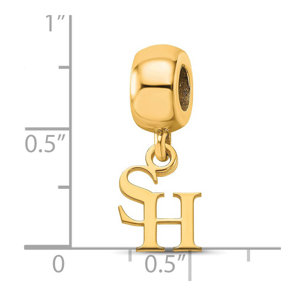 Alternate view of the 14K Gold Plated Sterling Silver Sam Houston State XS Dangle Bead Charm by The Black Bow Jewelry Co.