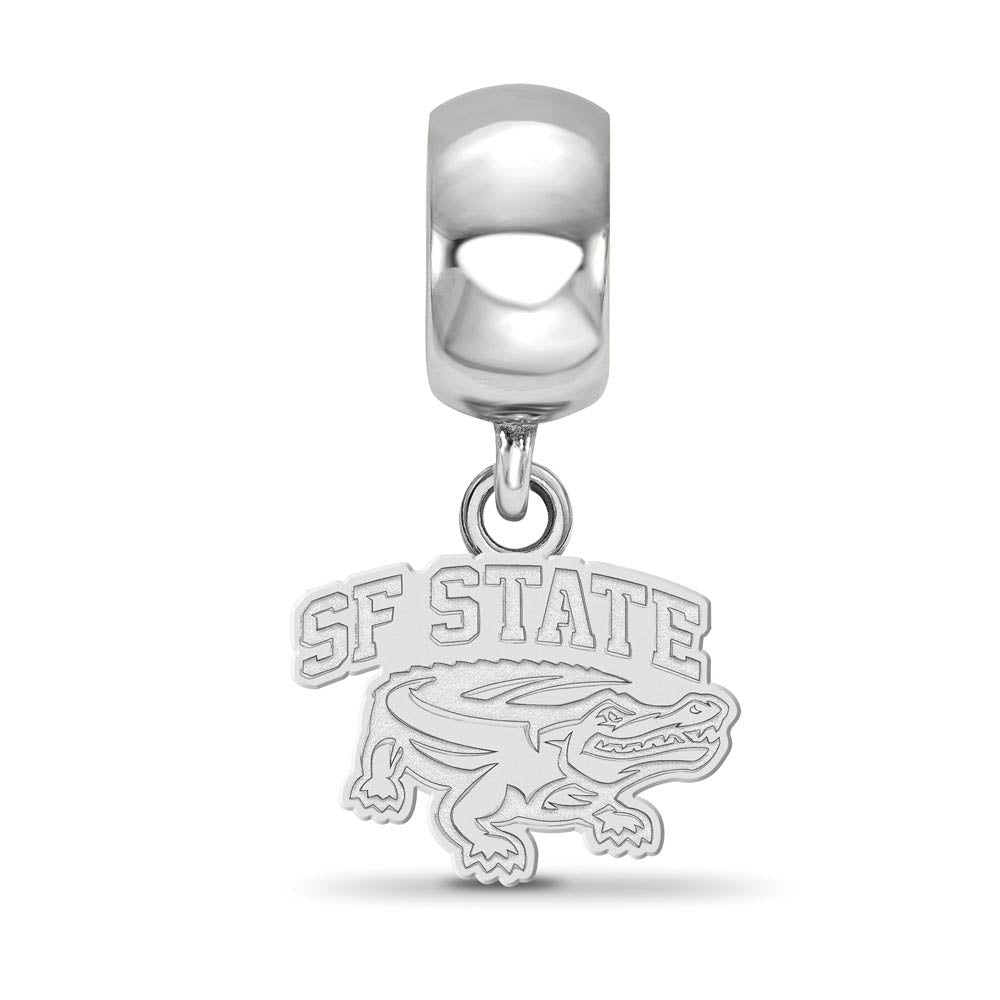 Alternate view of the Sterling Silver Rhodium Plated San Francisco State U Dangle Bead Charm by The Black Bow Jewelry Co.