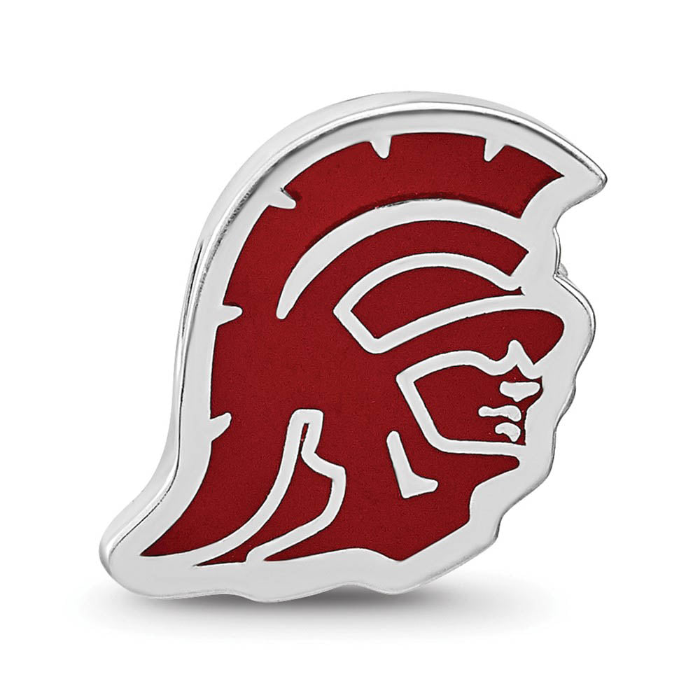 Alternate view of the Sterling Silver Rhodium Plated U. of Southern Calif. Enamel Bead Charm by The Black Bow Jewelry Co.