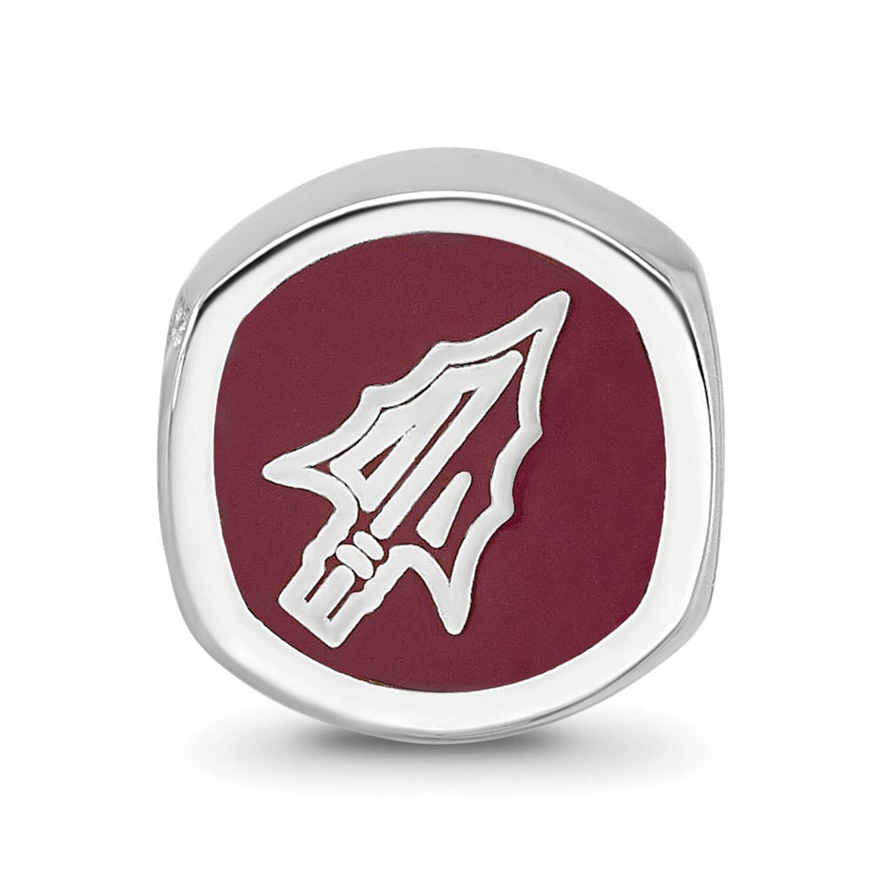 Alternate view of the Sterling Silver & Enamel Florida State U. Cushion Shaped Bead Charm by The Black Bow Jewelry Co.