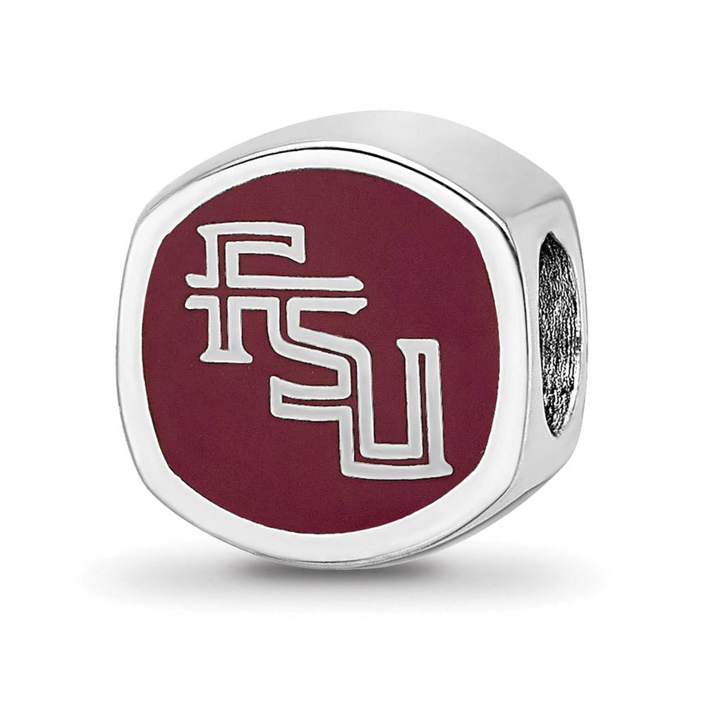 Alternate view of the Sterling Silver & Enamel Florida State U. Cushion Shaped Bead Charm by The Black Bow Jewelry Co.
