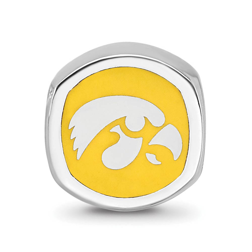 Alternate view of the Sterling Silver Rhodium Plated U of Iowa Enamel Cushion Bead Charm by The Black Bow Jewelry Co.