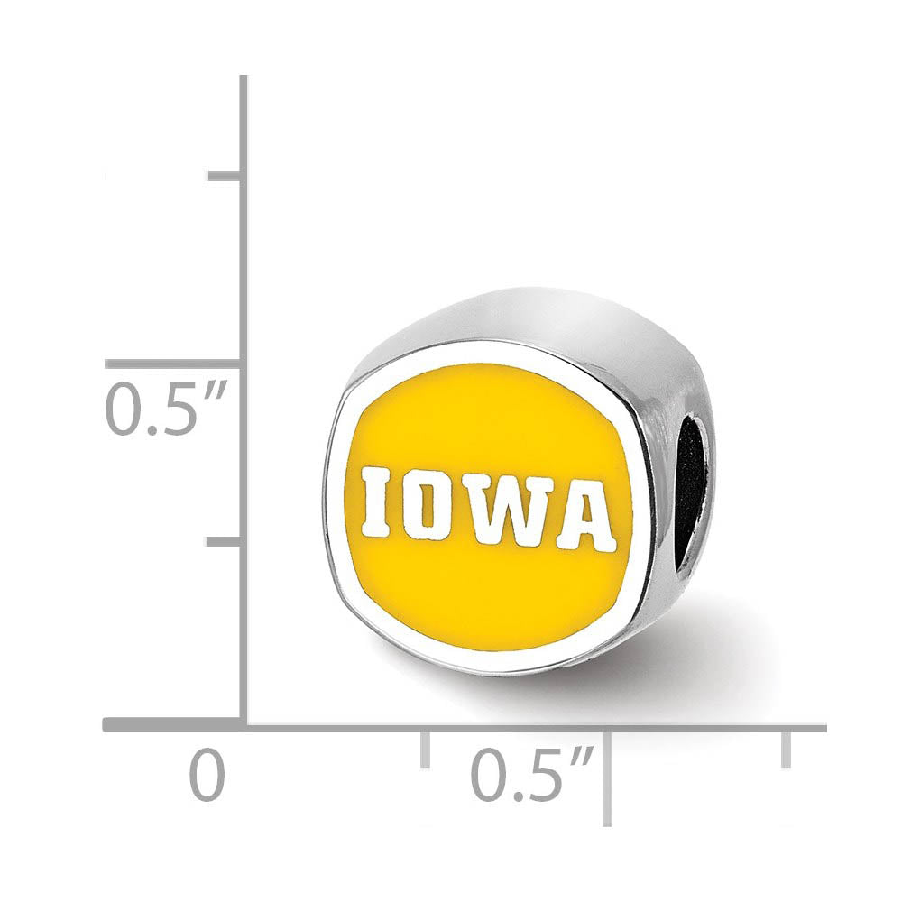 Alternate view of the Sterling Silver Rhodium Plated U of Iowa Enamel Cushion Bead Charm by The Black Bow Jewelry Co.