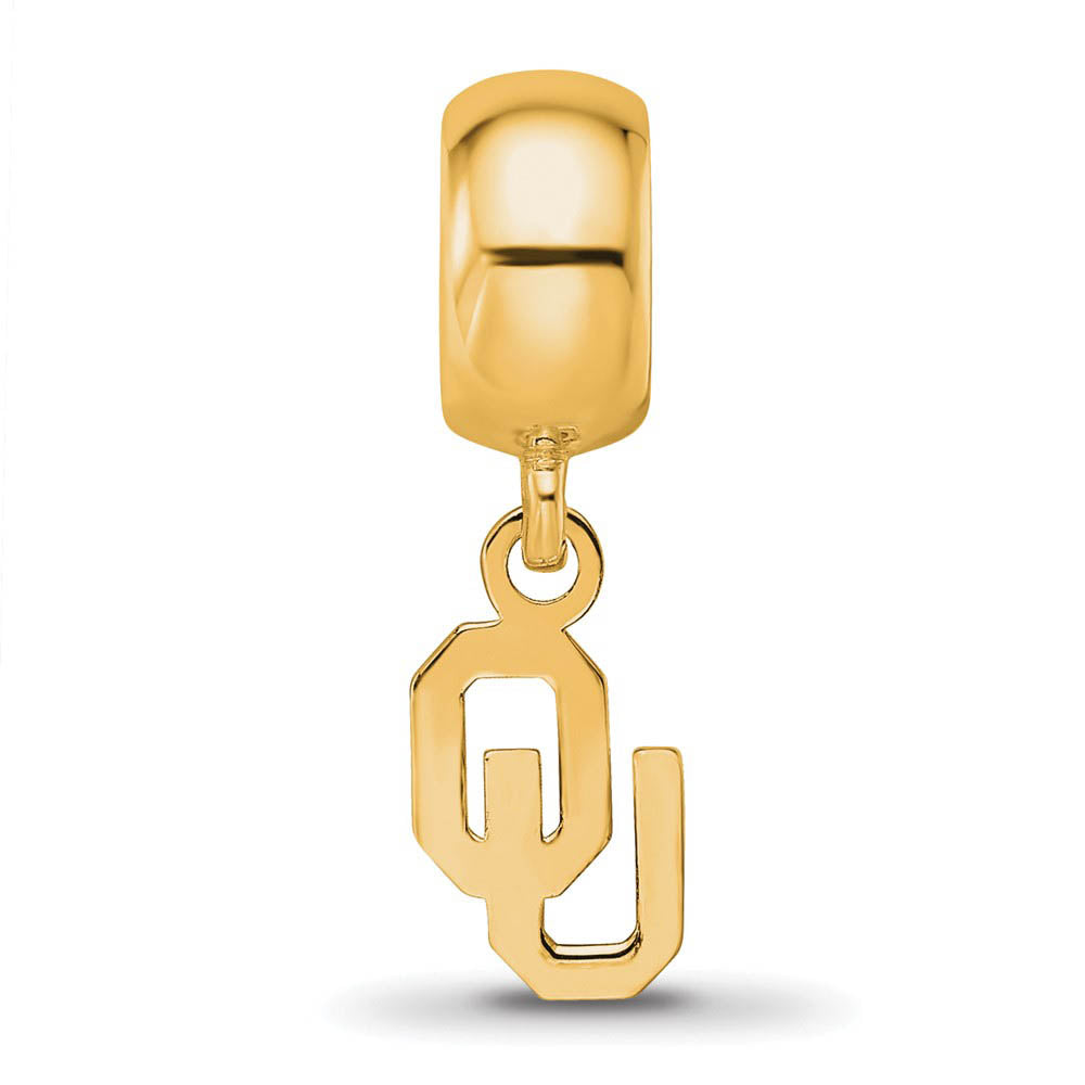 Alternate view of the 14K Yellow Gold Plated Sterling Silver U. of Oklahoma XS Dangle Bead by The Black Bow Jewelry Co.