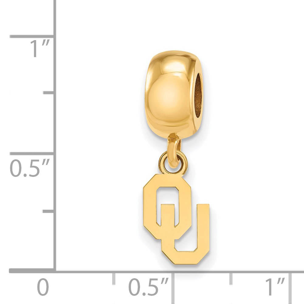 Alternate view of the 14K Yellow Gold Plated Sterling Silver U. of Oklahoma XS Dangle Bead by The Black Bow Jewelry Co.