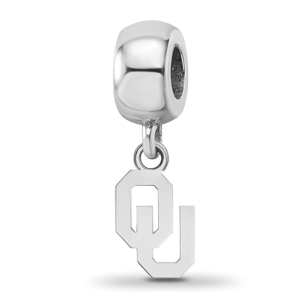 Sterling Silver Rhodium Plated U. of Oklahoma XS Dangle Bead Charm, Item B19058 by The Black Bow Jewelry Co.
