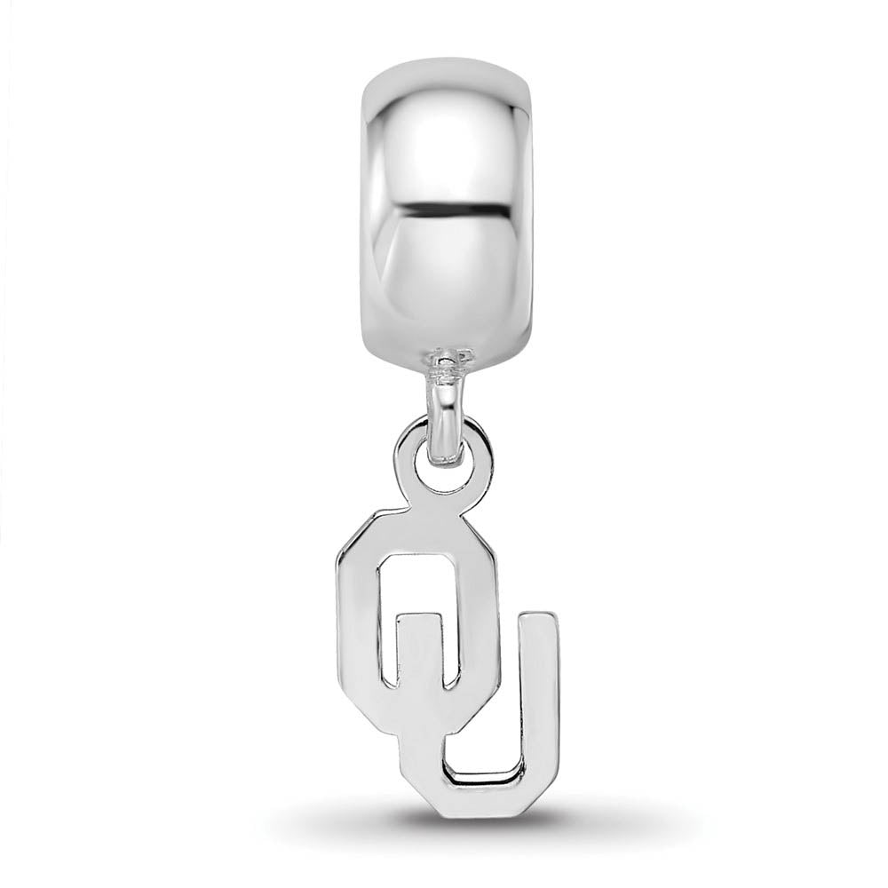 Alternate view of the Sterling Silver Rhodium Plated U. of Oklahoma XS Dangle Bead Charm by The Black Bow Jewelry Co.